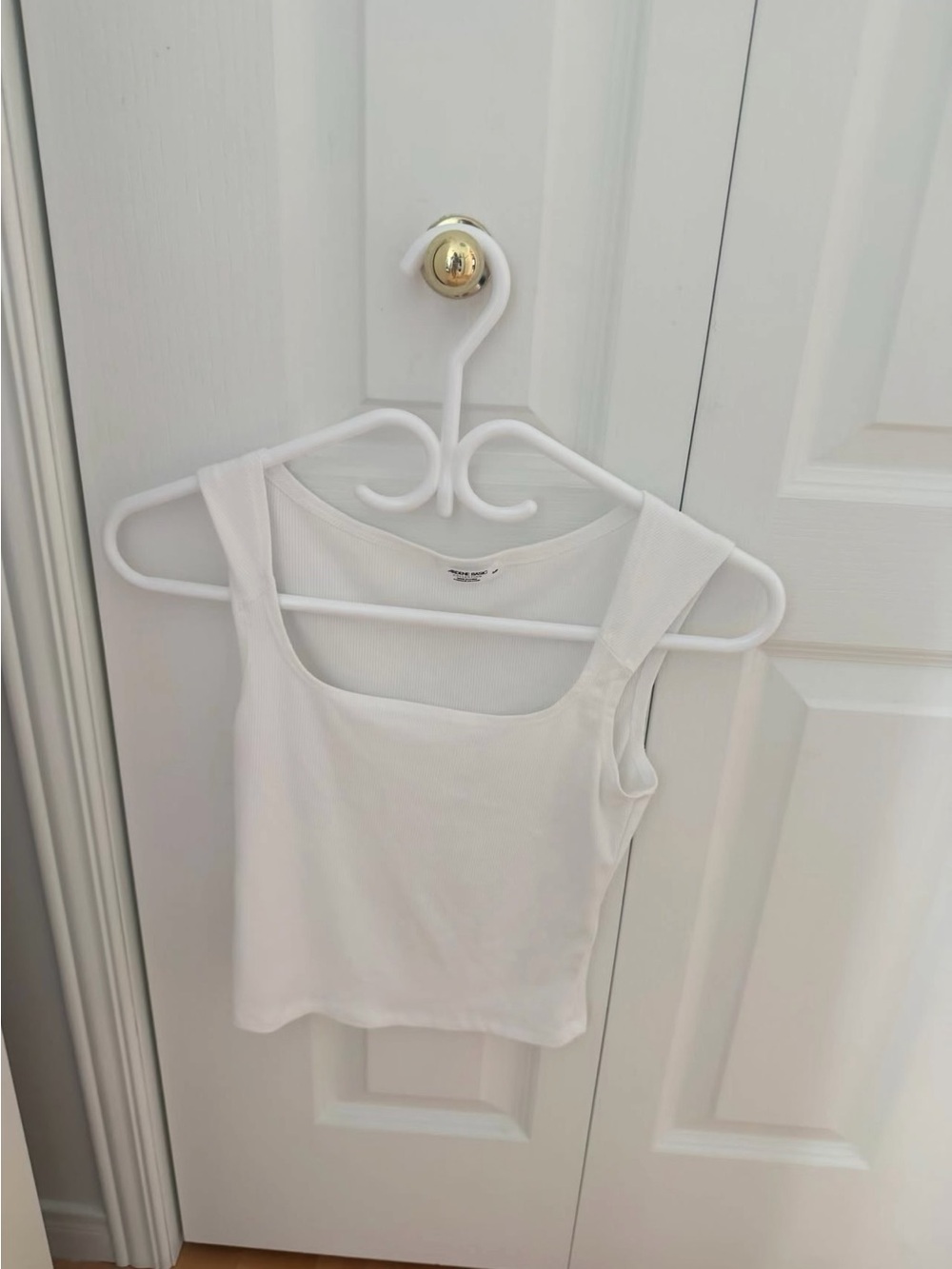 Ardene White Ribbed Square-Neck Crop Tank